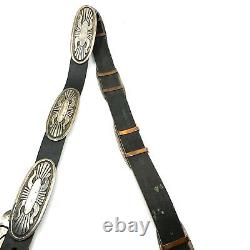 Ceinture concho en argent sterling Navajo amérindien vintage signée Rick Martinez