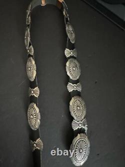 Ceinture concho en argent sterling navajo amérindien. Signée