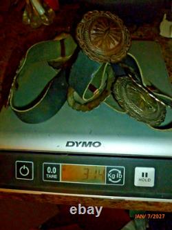 Ceinture concho navajo vintage. Argent 925 Amérindien signé GD 7 pièces 300g