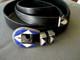 Ceinture Noire Taille 28 En Argent Sterling Avec Boucle Navajo En Lapis Et Coquillage Blanc
