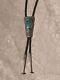 Charles Loloma Hopi Sterling Silver Et 14k Or Nevada Blue Turquoise Bolo Tie