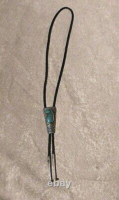 Charles Loloma Hopi Sterling Silver Et 14k Or Nevada Blue Turquoise Bolo Tie