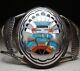 Charlie Bowie Native American Navajo Turquoise Sterling Silver Cuff Bracelet