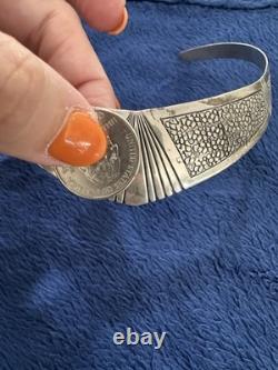 Collier Choker Navajo signé Lex Billie, Vintage, 16 pouces