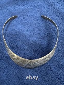 Collier Choker Navajo signé Lex Billie, Vintage, 16 pouces