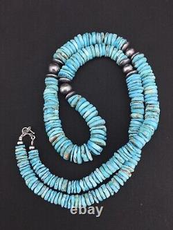 Collier Natif Américain Navajo Sterling Bleu Diplômé Turquoise 32 1338