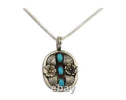 Collier Navajo Argent 925 Turquoise Naturelle Artiste Amérindien Années 80