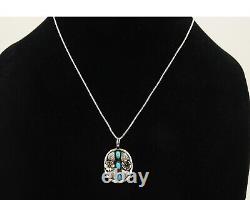 Collier Navajo Argent 925 Turquoise Naturelle Artiste Amérindien Années 80