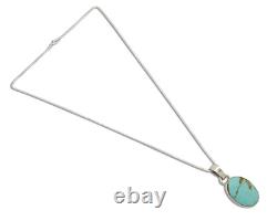 Collier Navajo. Argent 925 Turquoise de Kingman Amérindien signé C. années 1980