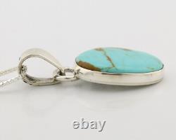 Collier Navajo. Argent 925 Turquoise de Kingman Amérindien signé C. années 1980