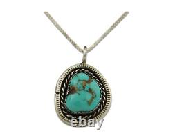 Collier Navajo en argent 925 avec turquoise naturelle, artiste amérindien, années 80