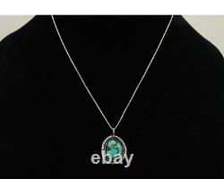 Collier Navajo en argent 925 avec turquoise naturelle, artiste amérindien, années 80