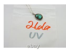Collier Navajo en argent 925 avec turquoise naturelle, artiste amérindien, années 80