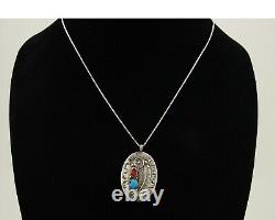Collier Navajo en argent 925 toile d'araignée turquoise artiste amérindien vers les années 80