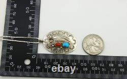 Collier Navajo en argent 925 toile d'araignée turquoise artiste amérindien vers les années 80