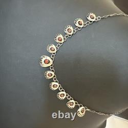 Collier Navajo en argent sterling Coral ShadowBox 17 20072