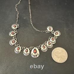 Collier Navajo en argent sterling Coral ShadowBox 17 20072
