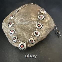 Collier Navajo en argent sterling Coral ShadowBox 17 20072