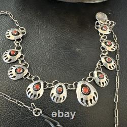 Collier Navajo en argent sterling Coral ShadowBox 17 20072