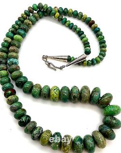 Collier Navajo en turquoise verte VTG Collier de perles amérindien