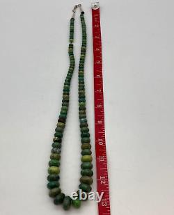 Collier Navajo en turquoise verte VTG Collier de perles amérindien