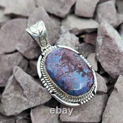 Collier Pendentif en Argent Sterling Charoïte Fait Main par un Amérindien Navajo