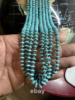 Collier à 4 brins en perles heishi en turquoise Navajo amérindien