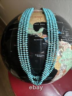 Collier à 4 brins en perles heishi en turquoise Navajo amérindien