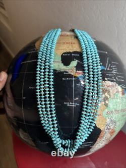 Collier à 4 brins en perles heishi en turquoise Navajo amérindien