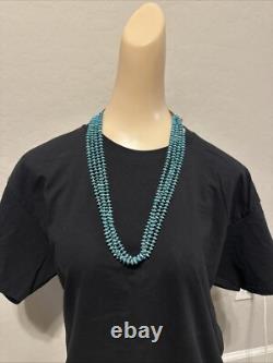 Collier à 4 brins en perles heishi en turquoise Navajo amérindien