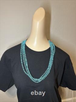 Collier à 4 brins en perles heishi en turquoise Navajo amérindien