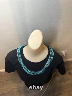 Collier à 4 brins en perles heishi en turquoise Navajo amérindien