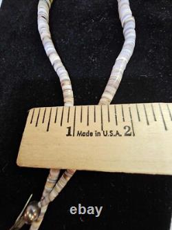 Collier avec fermoir à boule en argent sterling, perles Heishi en turquoise et coquillage Navajo amérindien