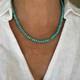 Collier Boh&egrave;me En Perles Rondelles De Turquoise Bleu-vert Authentique Kingman Arizona De 5 Mm