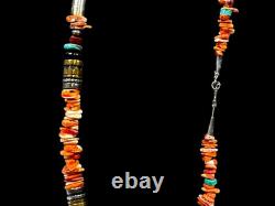 Collier de 23 pouces en perles multi-pierres T. Singer Navajo Amérindien
