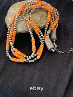 Collier de perles Navajo à 3 brins en huître épineuse amérindienne 4711