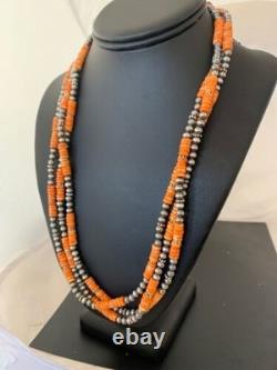 Collier de perles Navajo à 3 brins en huître épineuse amérindienne 4711