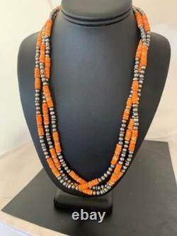 Collier de perles Navajo à 3 brins en huître épineuse amérindienne 4711