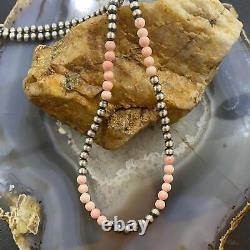 Collier de perles amérindiennes en argent sterling de 4 mm et perles d'opale péruvienne de 4,4 mm de style Navajo, 16 pouces.