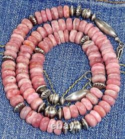 Collier de perles anciennes Navajo de 20 perles de banc, 7 mm, en argent sterling