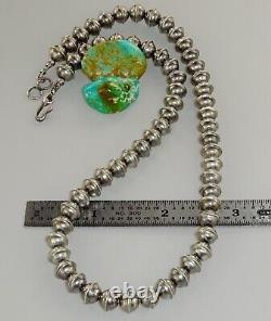 Collier de perles anciennes Navajo de 20 perles de banc, 7 mm, en argent sterling