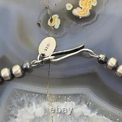 Collier de perles de Navajo en argent sterling, longueur de 18 pouces / 4 mm pour femmes