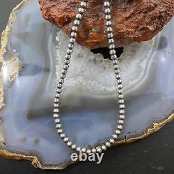 Collier de perles de Navajo en argent sterling, longueur de 18 pouces / 4 mm pour femmes