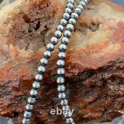Collier de perles de Navajo en argent sterling, longueur de 18 pouces / 4 mm pour femmes