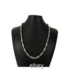 Collier de perles de banc de baril en argent sterling 925 Navajo américain natif