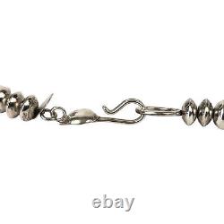 Collier de perles de banc de baril en argent sterling 925 Navajo américain natif