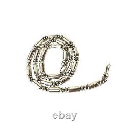 Collier de perles de banc de baril en argent sterling 925 Navajo américain natif