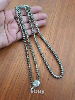 Collier de perles de banc en argent sterling YH des Amérindiens Navajo