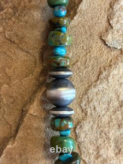 Collier de perles en turquoise amérindienne avec perles en argent sterling 18