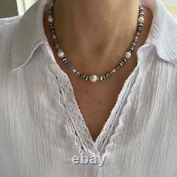 Collier de perles et d'argent élégant, superbe choker féminin étincelant unique